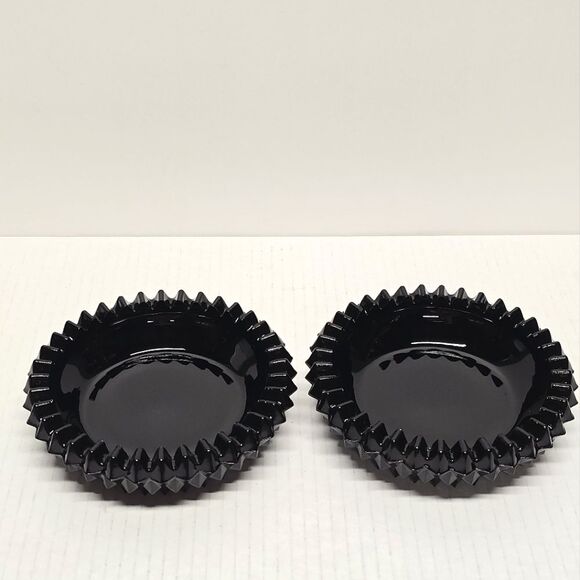 Indiana Glass Tiara Diamond Cut Black Ashtray Trinket Dish Depression Glass - Picture 2 of 8